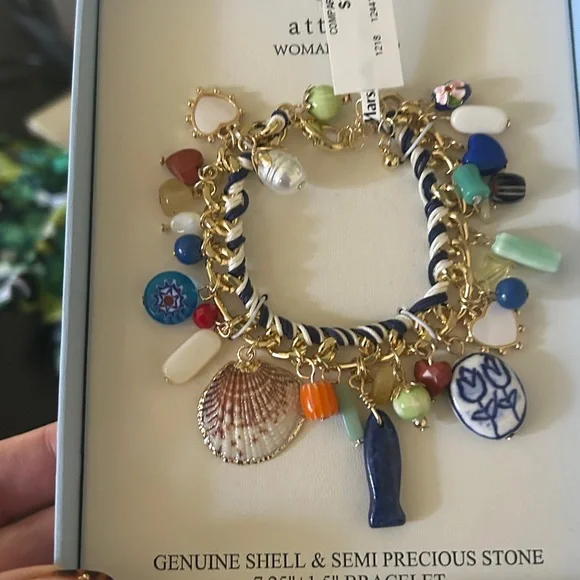 VIRAL Atterri Charm Bracelet with Multicolor Semi-Precious Stone Charms - Picture 1 of 3